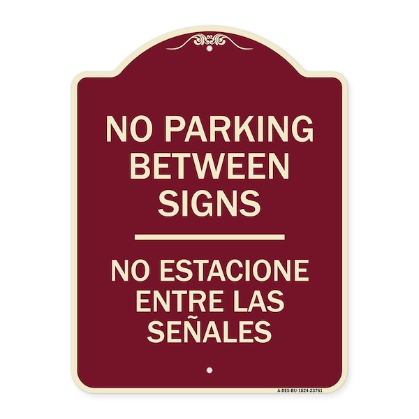 Signmission No Parking Between Signs No Estacione Entre Las Senales Heavy-Gauge Alum, 24" x 18", BU-1824-23761 A-DES-BU-1824-23761 - main